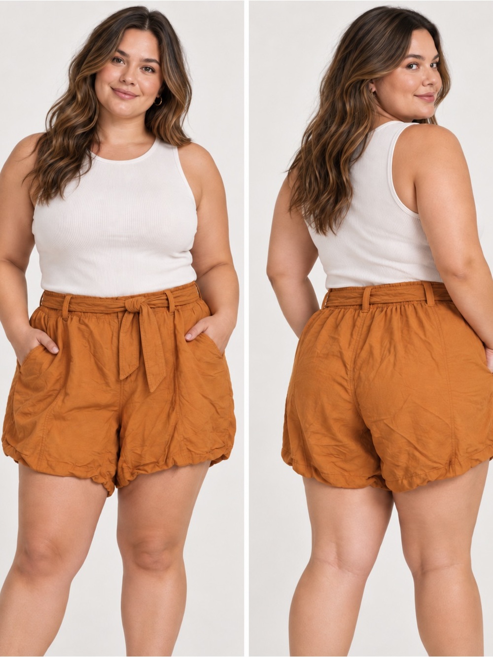 LANE Bryant Women With Belt Short 26-28 Orange skuJ